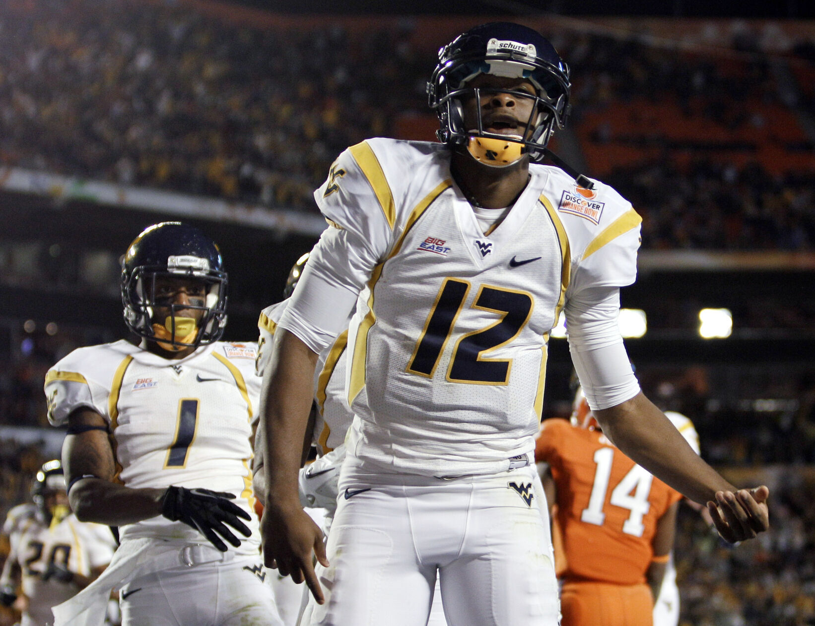 2012: Geno Smith ties record for any bowl game with six touchdown passes in Orange Bowl